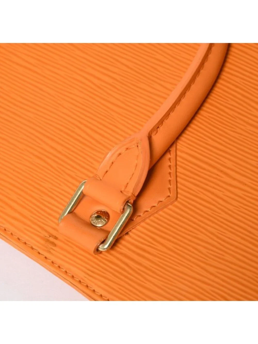 Louis Vuitton Sac Plat GM Tote Bag Business Square Shape Epi Leather Orange Gold